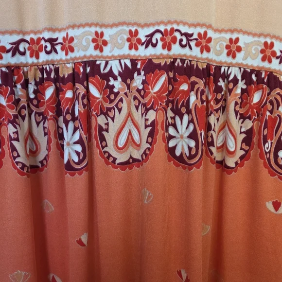 Vintage 1970s Paganne Dress by Gene Berk – Size 14 / M – Coral Floral - Picture 5 of 12